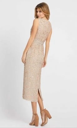 Mac Duggal Evening - 10509D Embellished Scoop Neck Tea Length Dress