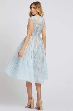 Mac Duggal Evening - 11112D Beaded Lace Tea Length A-line Dress