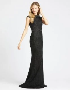 Mac Duggal Evening - 12229D Jewel Beaded Cap Sleeve Evening Gown