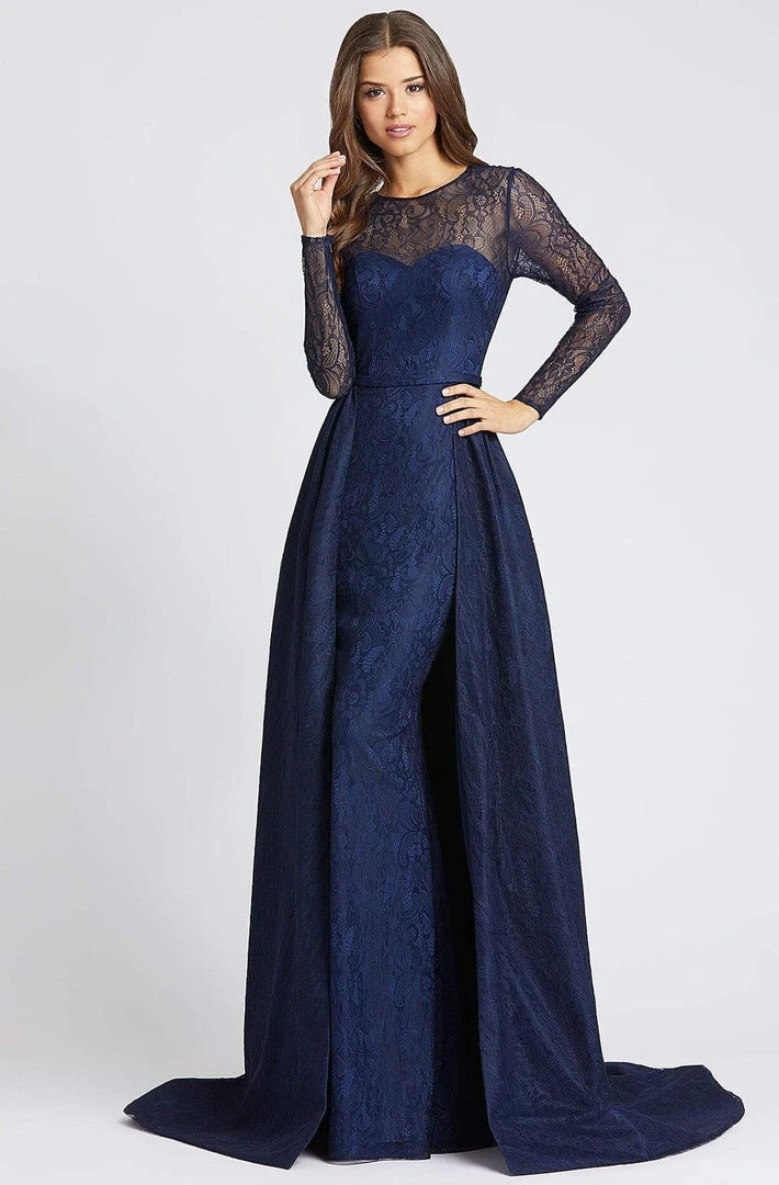 Mac Duggal Evening - 12356D Lace Long Sleeve Dress With Overskirt 3 Mac Duggal Evening - 12356D Lace Long Sleeve Dress With Overskirt