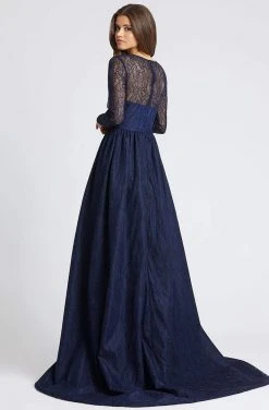 Mac Duggal Evening - 12356D Lace Long Sleeve Dress With Overskirt