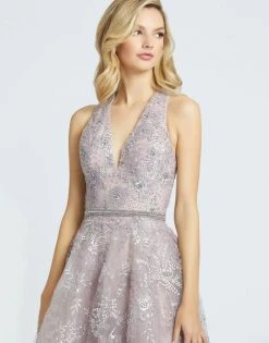 Mac Duggal Evening - 20126D Floral Embroidered V-Neck Beaded Gown