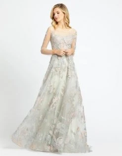 Mac Duggal Evening - 20132D Beaded Floral Embroidered A-Line Dress