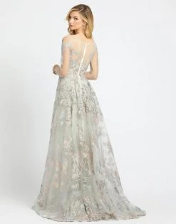 Mac Duggal Evening - 20132D Beaded Floral Embroidered A-Line Dress