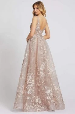 Mac Duggal Evening - 20153D Embroidered Deep V-neck A-line Gown