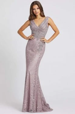 Mac Duggal Evening - 20159D Beaded V-neck Trumpet Dress