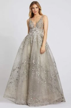 Mac Duggal Evening - 20191D Applique Deep V-neck Ballgown