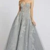 Mac Duggal Evening - 20192D Long Strapless Foliage Beaded Lace Gown