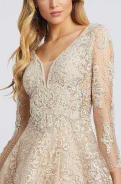 Mac Duggal Evening - 20212D Long Sleeve Embroidered A-Line Gown