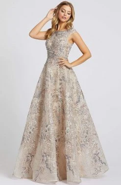 Mac Duggal Evening - 20219D Cap Sleeve Floral Embroidered A-Line Gown