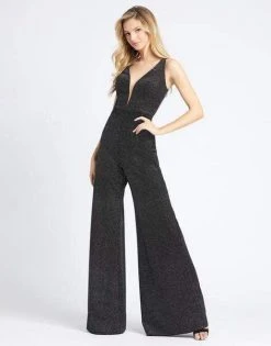 Mac Duggal Evening - 30618D Sleeveless Deep V-neck Jumpsuit