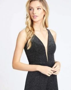 Mac Duggal Evening - 30618D Sleeveless Deep V-neck Jumpsuit