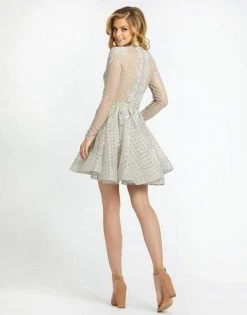 Mac Duggal Evening - 30624D Embroidered Long Sleeve A-line Dress