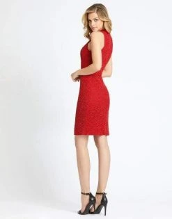 Mac Duggal Evening - 4959D Beaded Halter Neck Sheath Dress