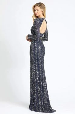 Mac Duggal Evening - 5016D Sequined Long Sleeve Sheath Dress