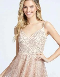 Mac Duggal Evening - 67025D Glittered V-Neck Cocktail Dress