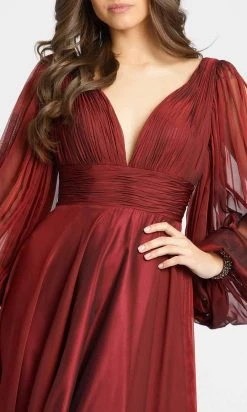 Mac Duggal Evening - 67414D Split Long Sleeve Deep V-Neck Gown 7 Mac Duggal Evening - 67414D Split Long Sleeve Deep V-Neck Gown