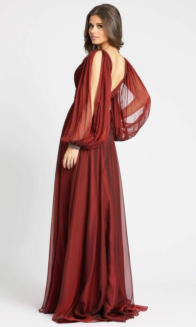 Mac Duggal Evening - 67414D Split Long Sleeve Deep V-Neck Gown 4 Mac Duggal Evening - 67414D Split Long Sleeve Deep V-Neck Gown