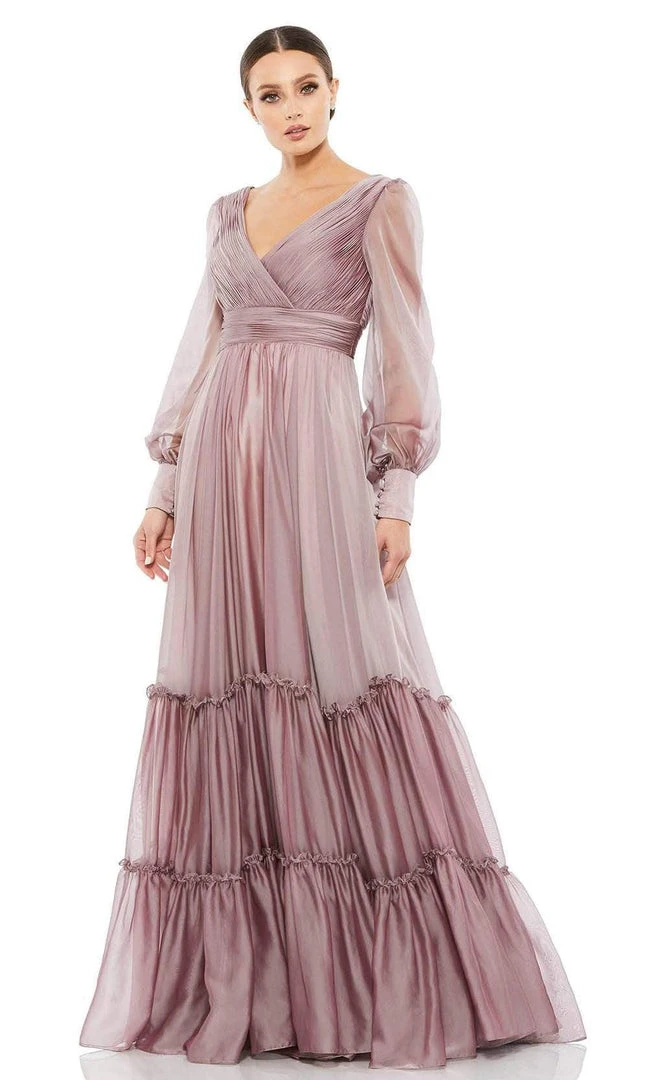 Mac Duggal Evening - 67864D V-Neck Tiered A-Line Dress 6 Mac Duggal Evening - 67864D V-Neck Tiered A-Line Dress