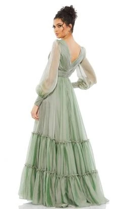 Mac Duggal Evening - 67864D V-Neck Tiered A-Line Dress