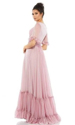 Mac Duggal Evening - 67935D Half Flutter Sleeves A-Line Dress