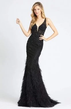 Mac Duggal Evening - 77464D Embellished Bodice Feathered Trumpet Gown