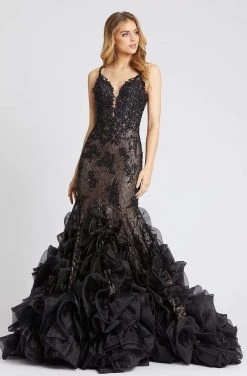 Mac Duggal Evening - 79275D Embroidered Deep V-neck Mermaid Dress