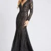 Mac Duggal Evening - 79291D Long Sleeve Sheer Laced Long Dress