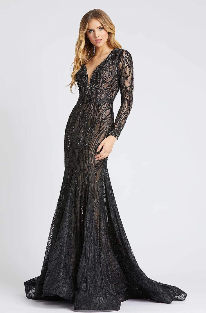 Mac Duggal Evening - 79291D Long Sleeve Sheer Laced Long Dress 3 Mac Duggal Evening - 79291D Long Sleeve Sheer Laced Long Dress