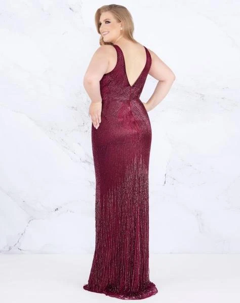 Mac Duggal Fabulouss - 4847F Beaded Deep V-neck Sheath Dress 4 Mac Duggal Fabulouss - 4847F Beaded Deep V-neck Sheath Dress