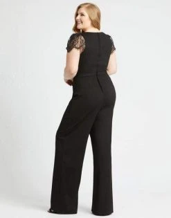 Mac Duggal Fabulouss - 48888F Eyelash Laced Sleeves Long Jumpsuit