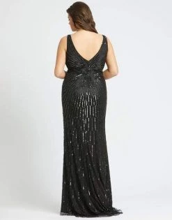 Mac Duggal Fabulouss - 5013F Sequined Low V-Neck And Back Long Gown 6 Mac Duggal Fabulouss - 5013F Sequined Low V-Neck And Back Long Gown