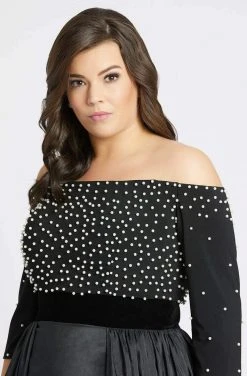 Mac Duggal Fabulouss - 66814F Beaded Off-Shoulder A-Line Gown