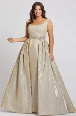 Mac Duggal Fabulouss - 66817F Jeweled Scoop Metallic Brocade Ballgown