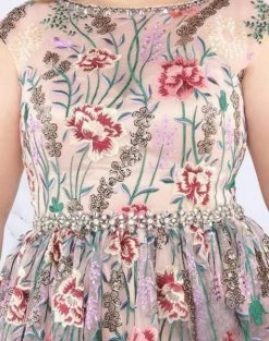 Mac Duggal Fabulouss - 66820F Floral Embroidered Bateau Ballgown