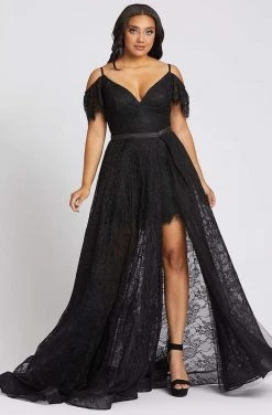 Mac Duggal Fabulouss - 67220F Embroidered V-neck Romper With Overskirt