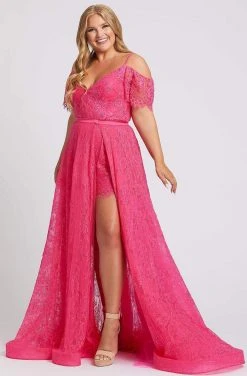 Mac Duggal Fabulouss - 67220F Embroidered V-neck Romper With Overskirt 11 Mac Duggal Fabulouss - 67220F Embroidered V-neck Romper With Overskirt