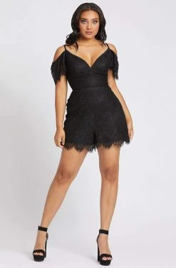 Mac Duggal Fabulouss - 67220F Embroidered V-neck Romper With Overskirt 10 Mac Duggal Fabulouss - 67220F Embroidered V-neck Romper With Overskirt