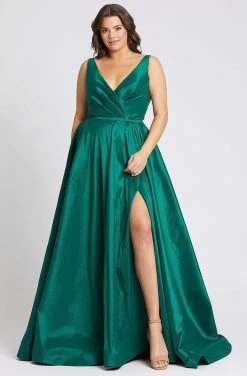 Mac Duggal Fabulouss - 67227F Plunging V-neck Pleated A-line Dress