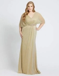 Mac Duggal Fabulouss - 77678F Golden V-Neck Long Column Gown