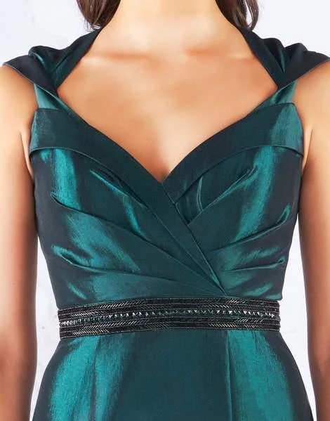 Mac Duggal Flash - 12118L Cap Sleeve Queen Anne High Slit Gown 5 Mac Duggal Flash - 12118L Cap Sleeve Queen Anne High Slit Gown