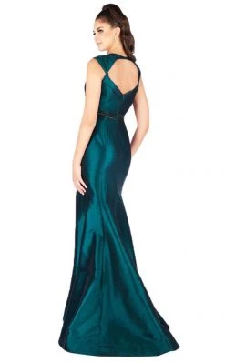 Mac Duggal Flash - 12118L Cap Sleeve Queen Anne High Slit Gown 6 Mac Duggal Flash - 12118L Cap Sleeve Queen Anne High Slit Gown