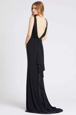 Mac Duggal Flash - 12336L Deep V-neck Sheath Dress With Train