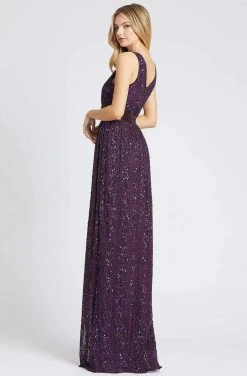 Mac Duggal Flash - 4770L Sequined V-Neck A-Line Gown