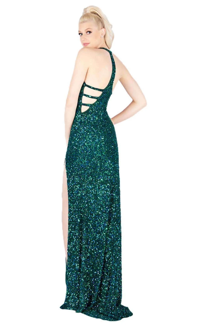 Mac Duggal Flash - 4811L Sequined Halter V-neck Sheath Dress 5 Mac Duggal Flash - 4811L Sequined Halter V-neck Sheath Dress