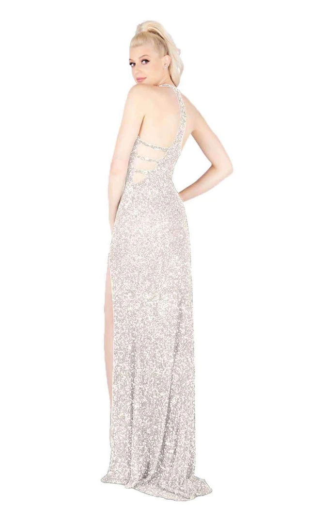 Mac Duggal Flash - 4811L Sequined Halter V-neck Sheath Dress 7 Mac Duggal Flash - 4811L Sequined Halter V-neck Sheath Dress