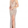 Mac Duggal Flash - 4834L Allover Sequin High Slit Sleeveless Gown
