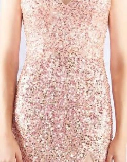 Mac Duggal Flash - 4834L Allover Sequin High Slit Sleeveless Gown