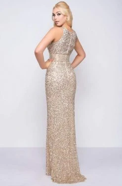 Mac Duggal Flash - 4930L Sequined Empire Waist Long Sheath Gown 6 Mac Duggal Flash - 4930L Sequined Empire Waist Long Sheath Gown