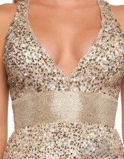 Mac Duggal Flash - 4930L Sequined Empire Waist Long Sheath Gown 7 Mac Duggal Flash - 4930L Sequined Empire Waist Long Sheath Gown